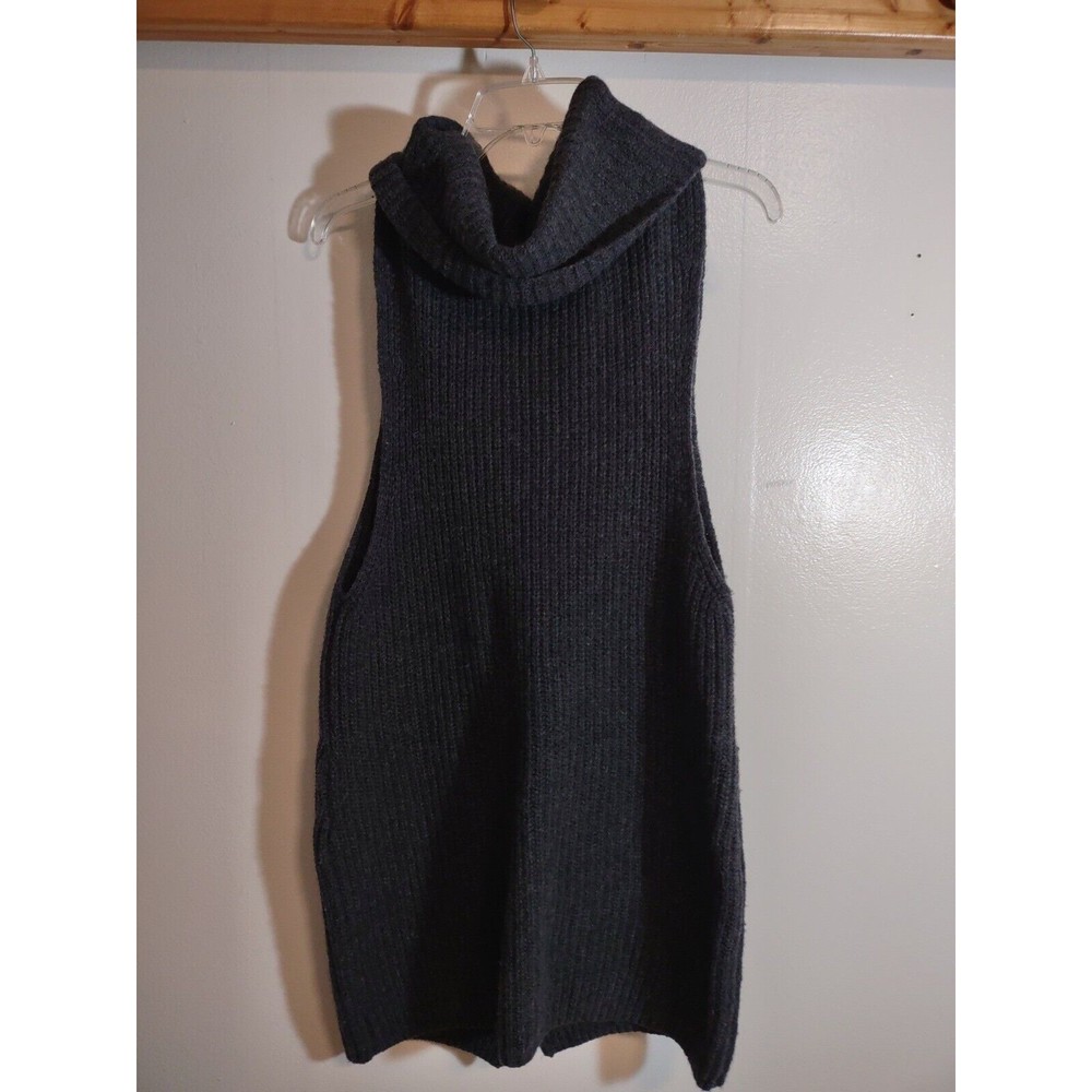 Free People Women's XS Gray Cowl Neck Vest Vented Back